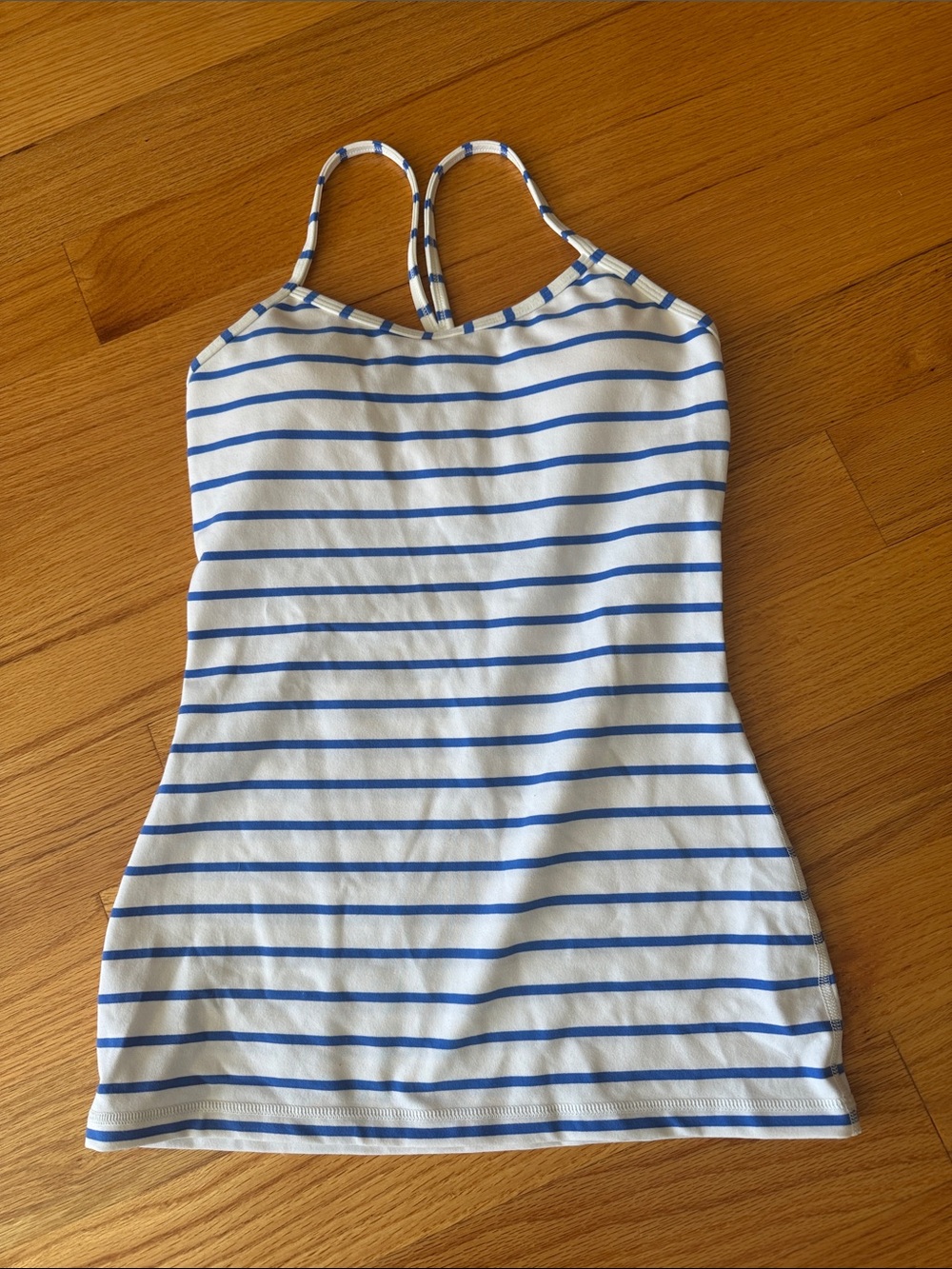 lululemon athletica White & Blue Striped Tank Top